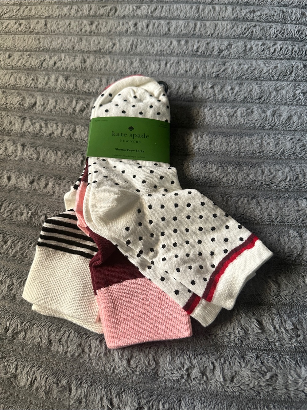 Kate Spade Mixed Pattern Crew Socks 3 pack New